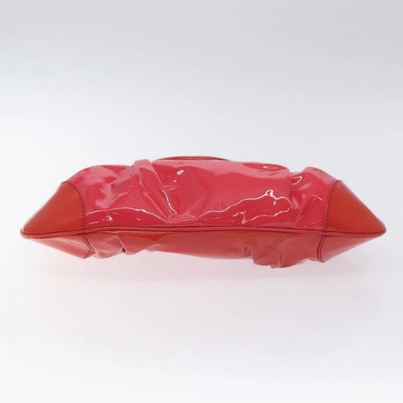 Salvatore Ferragamo Gancini Marissa Hand Bag Enamel Red Silver Auth 130621 - Picture 6 of 14